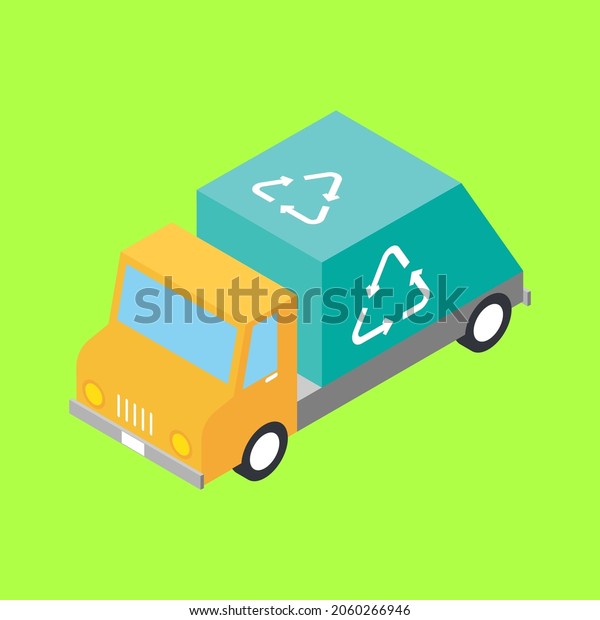 isometric garbage car\
illustration vector