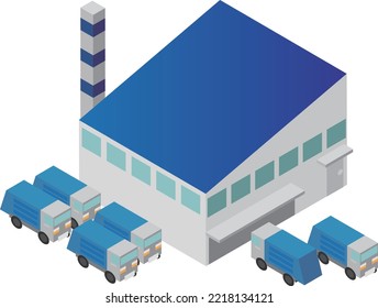 Isometric garbage disposal facility and packer truck