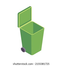 Isometric garbage recycling composition with sorting and pressing recycle infrastructure elements vector illustration