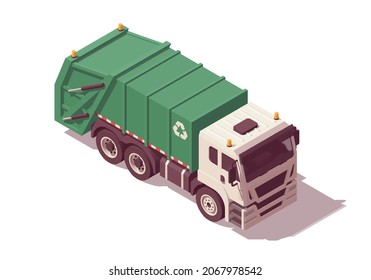 Isometric garbage truck. Vector illustration. Collection svg
