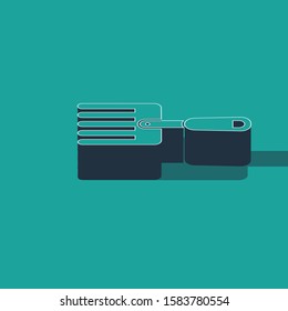 Isometric Garden fork icon isolated on green background. Pitchfork icon. Tool for horticulture, agriculture, farming.  Vector Illustration