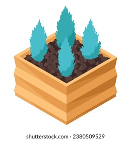 Isometric garden furniture isometric icon, bush. Vector terrace outdoor lounge or patio element, isolated on white background