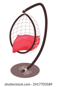 Isometric garden furniture isometric icon, garden hammock. Vector terrace outdoor lounge or patio element, isolated on white background