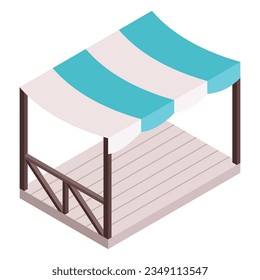 Isometric garden furniture isometric icon, tent. Vector terrace outdoor lounge or patio element, isolated on white background