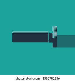 Isometric Garden rake icon isolated on green background. Tool for horticulture, agriculture, farming. Ground cultivator. Housekeeping equipment.  Vector Illustration