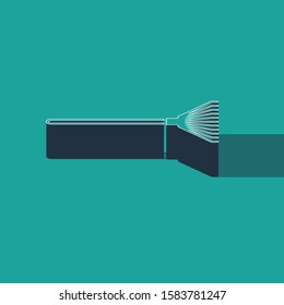 Isometric Garden rake for leaves icon isolated on green background. Tool for horticulture, agriculture, farming. Ground cultivator.  Vector Illustration