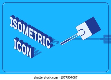 Isometric Garden shovel icon isolated on blue background. Gardening tool. Tool for horticulture, agriculture, farming.  Vector Illustration