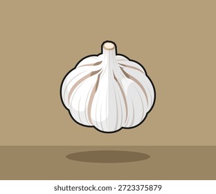 Ilustración vectorial vegetal de ajo isométrica que muestra un bulbo de alio fresco. Ideal para el diseño de alimentos, conceptos de cocina, imágenes de agricultura y temas de dieta saludable.