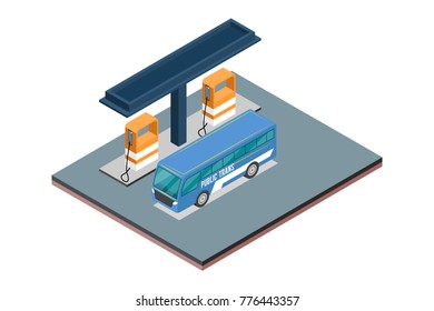 Isometric Gas filling station Vector illustration