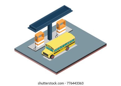 Isometric Gas filling station Vector illustration
