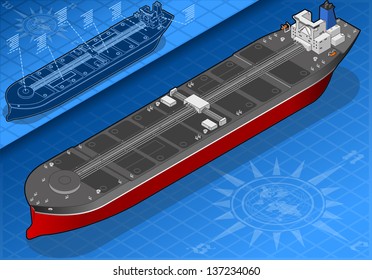 Isometric Gas Oil Tanker Ship.