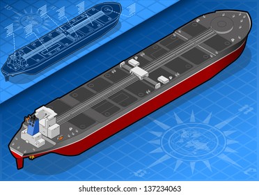 Isometric Gas Oil Tanker Ship.