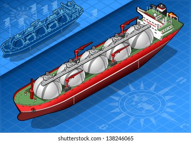 Isometric Gas Oil Tanker Ship.