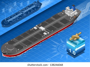 Isometric Gas Oil Tanker Ship.