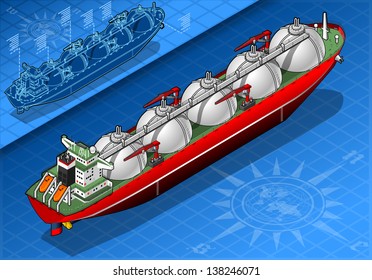 Isometric Gas Oil Tanker Ship.