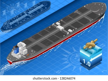 Isometric Gas Oil Tanker Ship.