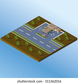 Isometric gas station. Gas station icon.