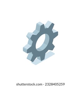 isometric gear icon in color on a white background, part of a mechanism or working part