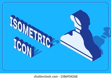 Isometric Gear shifter icon isolated on blue background. Transmission icon.  Vector Illustration