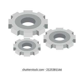 isometric gears icon vector isolated