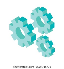 isometric gears settings icon isolated