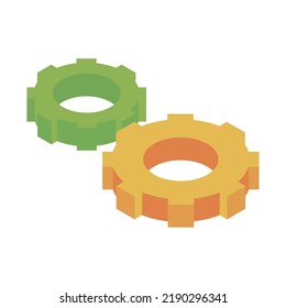 icono de ruedas de engranajes isométricos aislado