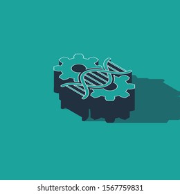 Isometric Gene editing icon isolated on green background. Genetic engineering. DNA researching, research.  Vector Illustration