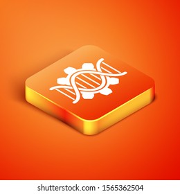 Isometric Genetic engineering icon isolated on orange background. DNA analysis, genetics testing, cloning, paternity testing.  Vector Illustration