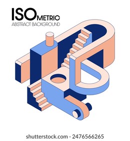 Isometric geometric abstract shape modern art style design template background. Design element can be used for wallpaper, backdrop, print, magazine cover; annual report, vector illustration