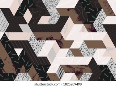 Isometric geometric background of colored cubes. Abstract vector illustration