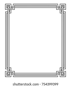 Isometric geometric black frame, made of lines that crossing at each corner, depicted on vector illustration isolated on white background