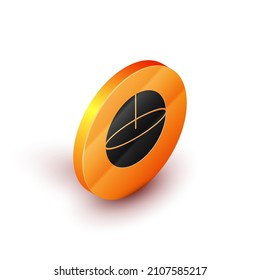 Isometric Geometric figure Sphere icon isolated on white background. Abstract shape. Geometric ornament. Orange circle button. Vector Illustration