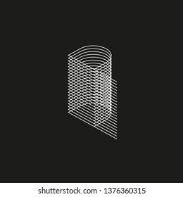 Isometric Geometric Font. Line blend style letter P. Typography design.