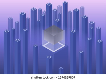 Isometric geometric pattern, bright vertical blocks and cubes. Perfect background for your design projects. - Vector graphics