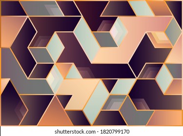 Isometric geometric pattern of colorful cubes. Abstract vector illustration