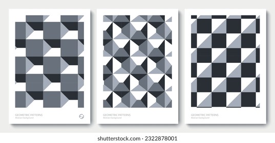 Isometric geometric pattern gray cubes. Endless cubic background, seamless texture, vector illustration