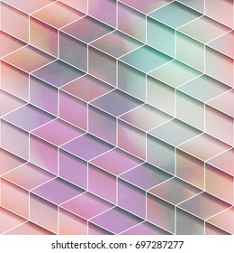 Isometric geometric seamless pattern with pastel color