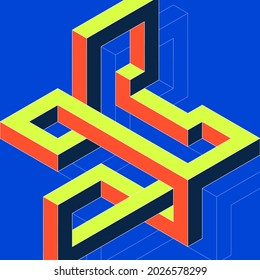 Isometric geometric shape abstract background modern art style. Design element template can be used for poster, backdrop, publication, brochure, flyer, leaflet, vector illustration
