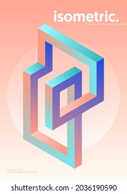 Isometric geometric shape abstract background modern art style. Design element template can be used for poster, backdrop, publication, brochure, flyer, leaflet, vector illustration