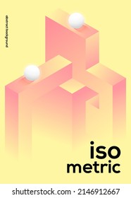 Isometric geometric shape abstract background modern art style. Design element template can be used for poster, backdrop, publication, brochure, flyer, leaflet, vector illustration