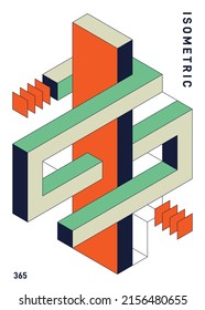 Isometric geometric shape abstract background modern art style. Design element template can be used for poster, backdrop, publication, brochure, flyer, leaflet, vector illustration