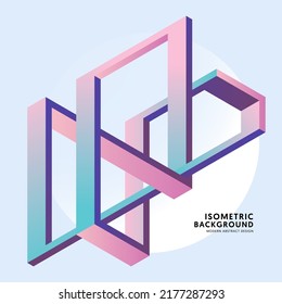 Isometric geometric shape abstract background modern art style. Design element template can be used for poster, backdrop, publication, brochure, flyer, leaflet, vector illustration