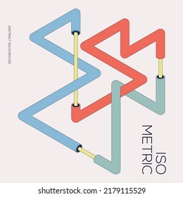 Isometric geometric shape abstract background modern art style. Design element template can be used for poster, backdrop, publication, brochure, flyer, leaflet, vector illustration