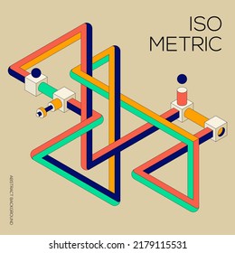 Isometrische geometrische Form abstrakter Hintergrund Moderne Kunst Stil. Vorlagen für Design-Elemente können für Plakate, Hintergrund, Veröffentlichung, Broschüre, Flyer, Broschüre, Vektorgrafik verwendet werden