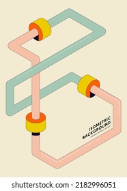 Isometric geometric shape abstract background modern art style. Design element template can be used for poster, backdrop, publication, brochure, flyer, leaflet, vector illustration