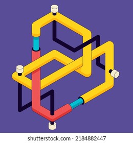 Isometric geometric shape abstract background modern art style. Design element template can be used for poster, backdrop, publication, brochure, flyer, leaflet, vector illustration