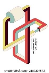 Isometric geometric shape abstract background modern art style. Design element template can be used for poster, backdrop, publication, brochure, flyer, leaflet, vector illustration