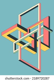 Isometric geometric shape abstract background modern art style. Design element template can be used for poster, backdrop, publication, brochure, flyer, leaflet, vector illustration