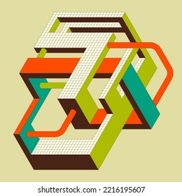 Isometric geometric shape abstract background modern art style. Design element template can be used for poster, backdrop, publication, brochure, flyer, leaflet, vector illustration
