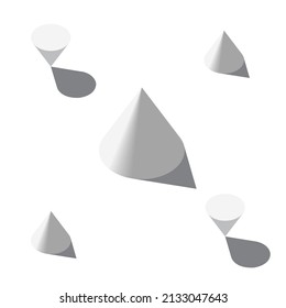 Isometric geometric shape : cone. Science, geometry and math. 3D illustration. Flat style. Isolated vector for presentation, infographic, website, apps and other uses.